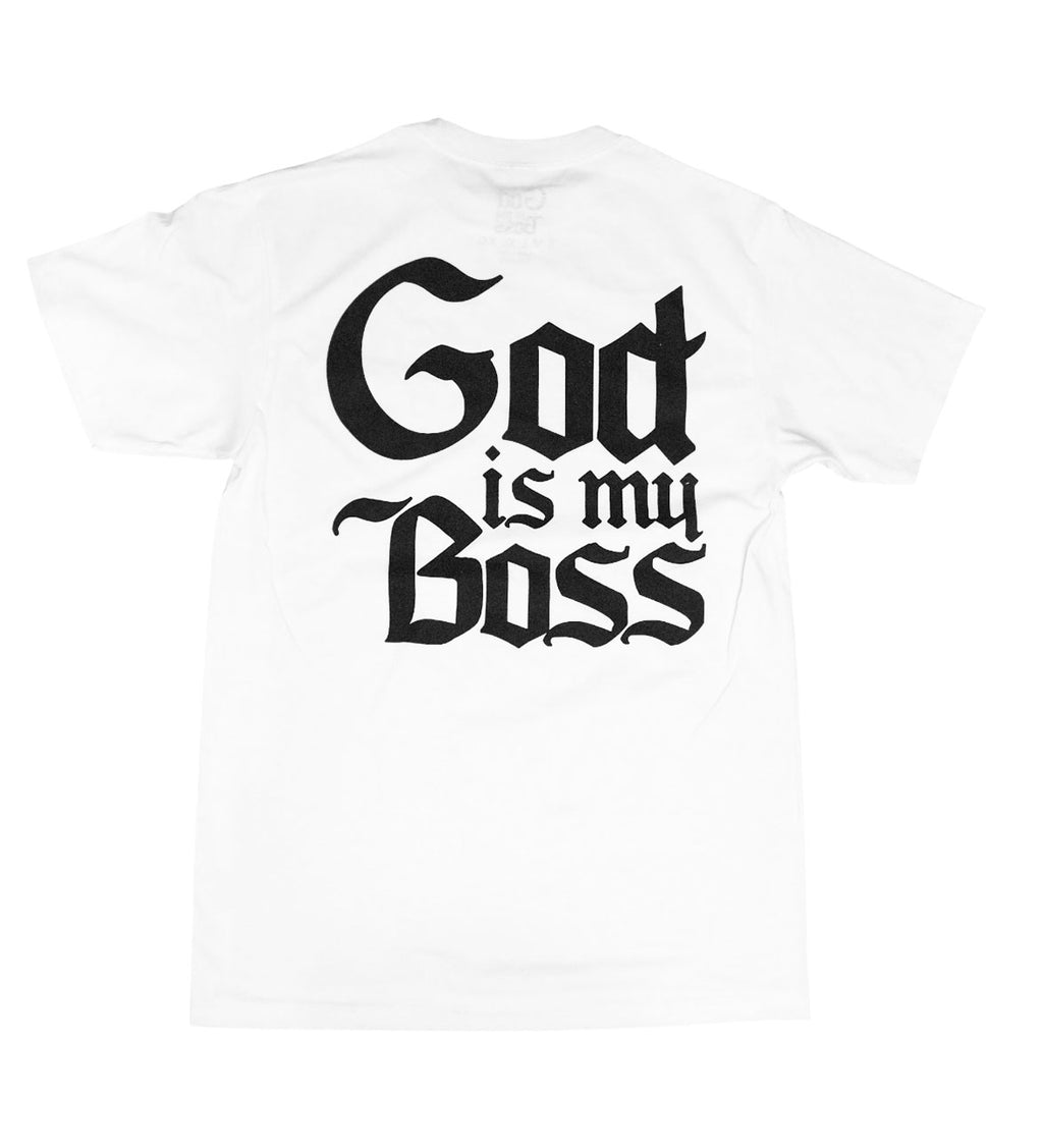 God Is My Boss Front/Back Logo Tee White/Blk