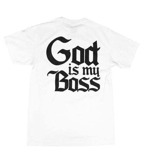 God Is My Boss Front/Back Logo Tee White/Blk