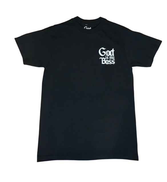 God Is My Boss Front/Back Logo Tee Blk/White