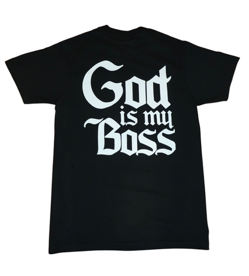 God Is My Boss Front/Back Logo Tee Blk/White